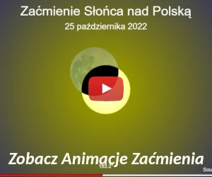 Animacja Zaćmienia Słońca w dniu 25/10/2022 w różnych miastach w Polsce